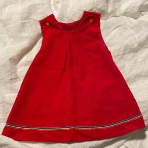 Vintage red corduroy dress for young girl